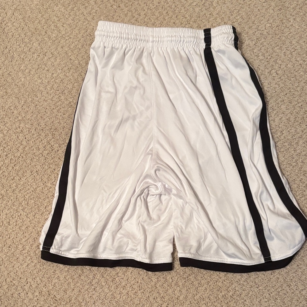 Boys Youth Medium White and Black Athletic Shorts